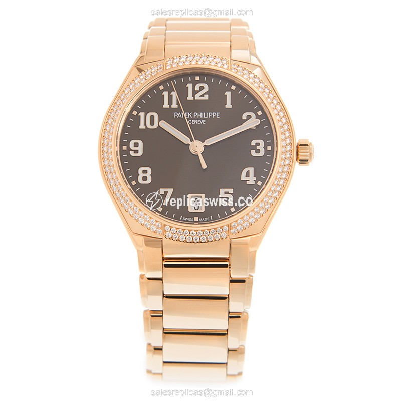 Patek Philippe TWENTY-4 Replica - 18kt Rose Gold - Automatic - Brown Dial - Gold Clasp - View 2