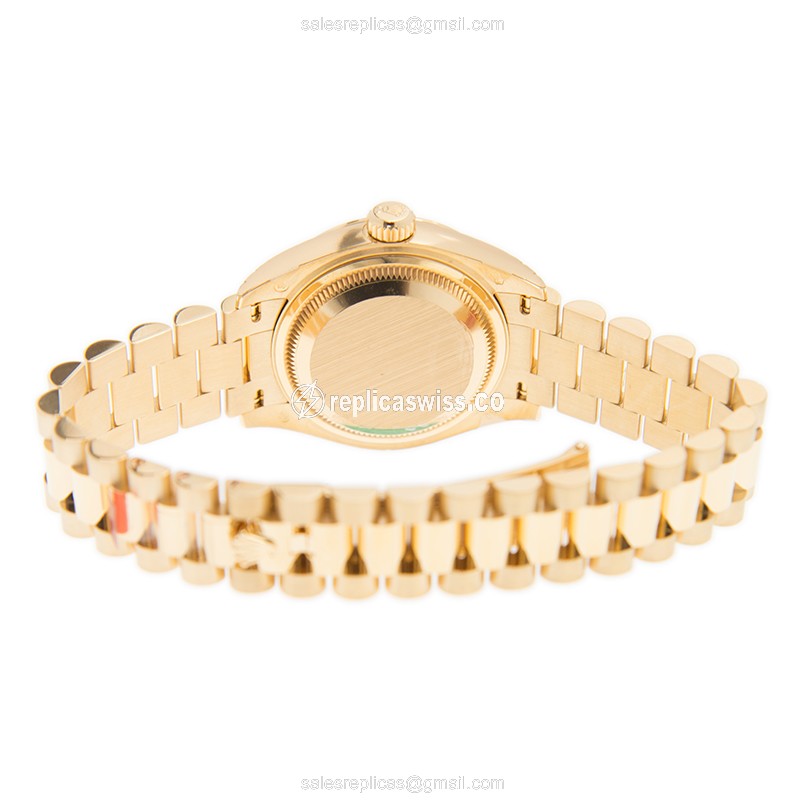 Rolex Lady Datejust Replica - Automatic - 18kt Yellow Gold - Blue Dial - View 4