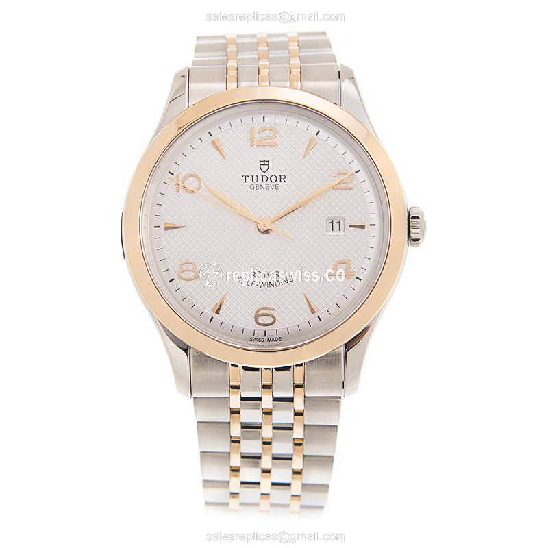Tudor 1926 Automatic - 18kt Rose Gold & Steel - Silver Dial - Gold Strap - View 2