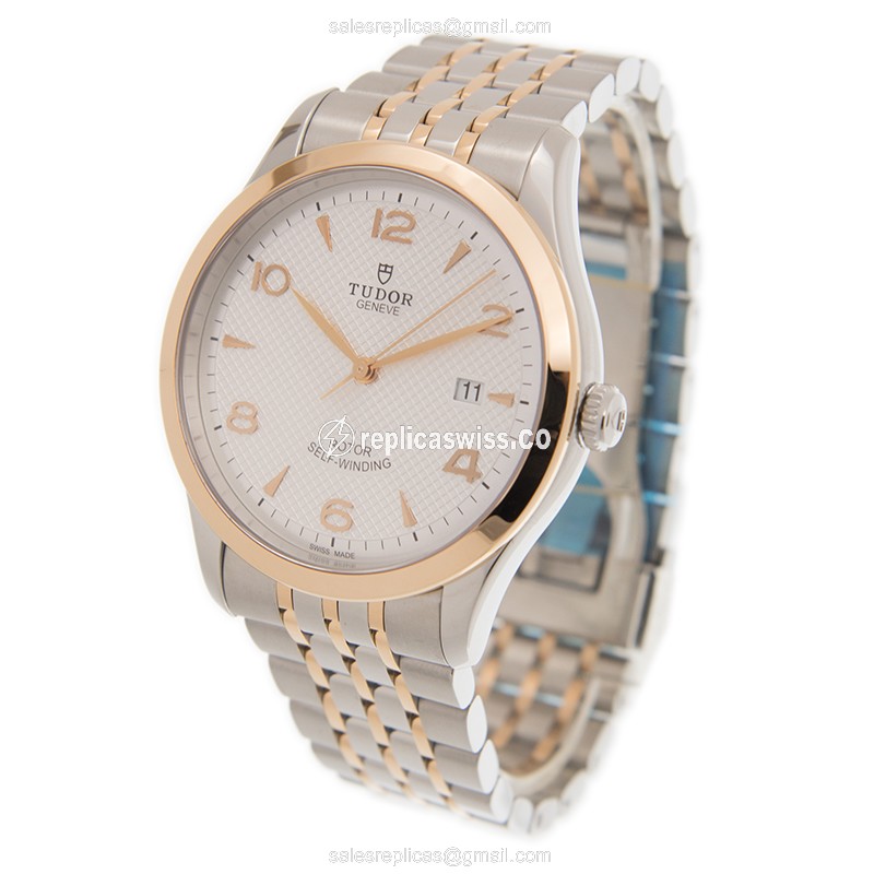 Tudor 1926 Automatic - 18kt Rose Gold & Steel - Silver Dial - Gold Strap - View 3