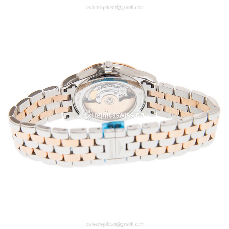 Longines Flagship L4.899.3.91.7 Replica - Automatic - Stainless Steel - White Dial - Gold Steel Strap - View 4