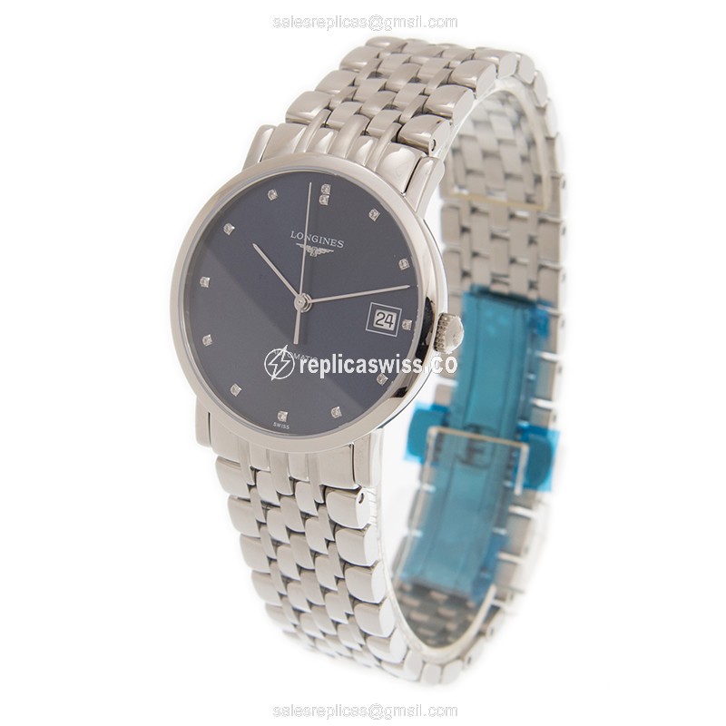 Longines L4.809.4.97.6 Replica - Automatic - Steel Case - Blue Dial on Silver Strap - View 3