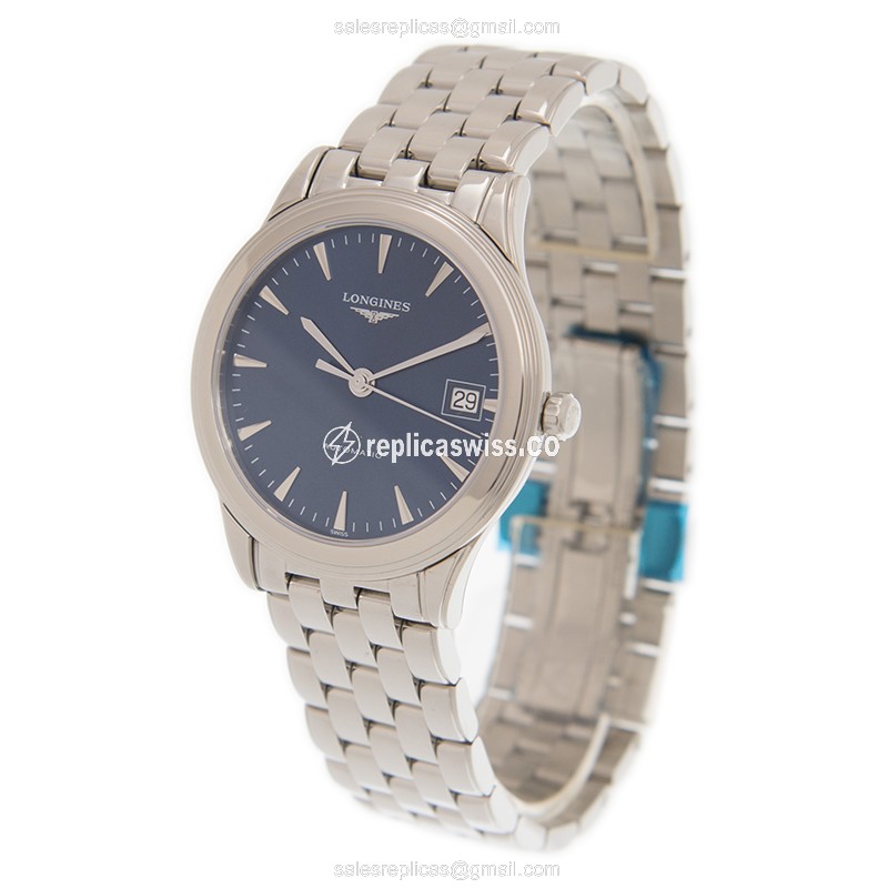 Longines Flagship L4.774.4.92.6 Replica - Automatic - Steel Case - Blue Dial, Silver Clasp & Steel Strap - View 3