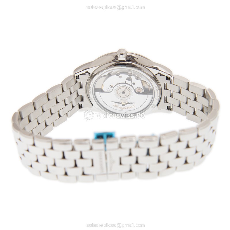 Longines Flagship L4.774.4.92.6 Replica - Automatic - Steel Case - Blue Dial, Silver Clasp & Steel Strap - View 4