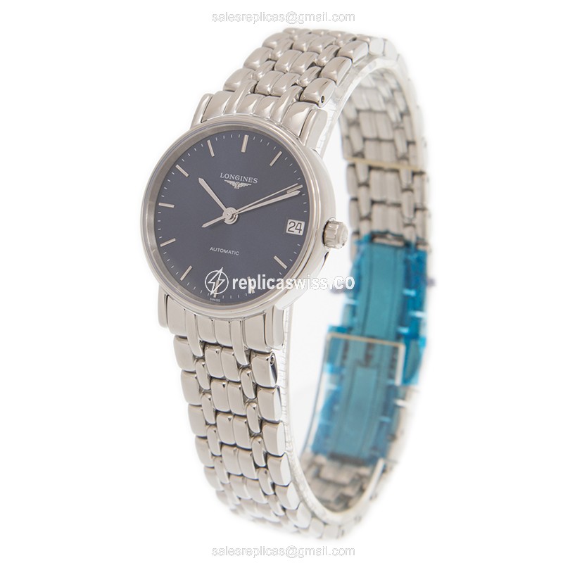 Longines Presence Replica - Automatic - Steel Case, Blue Dial - Silver Steel Strap - View 3