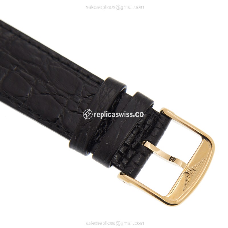 Longines Presence Replica - Automatic - PVD Gold - Black Dial - Alligator Black Strap - View 4