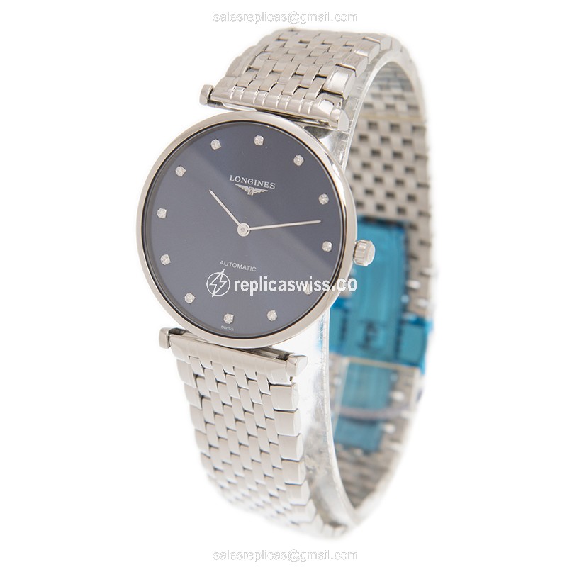 Longines L4.908.4.97.6 Replica - Automatic - Steel Case - Blue Dial, Silver Clasp - View 3