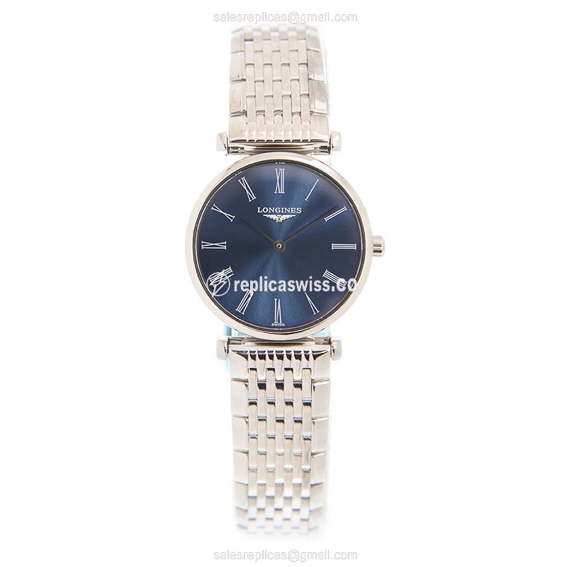 Longines LA GRANDE Replica - Quartz - Blue Dial - Stainless Steel Case - Silver Band - View 2