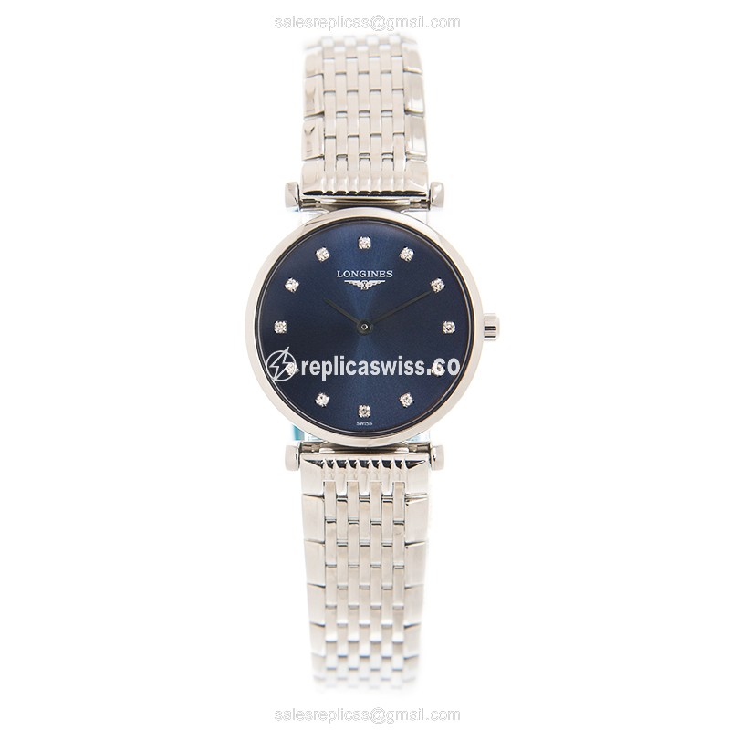 Longines LA GRANDE Quartz - Stainless Steel Case, Blue Dial, Silver Clasp - View 2