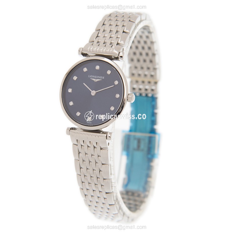 Longines LA GRANDE Quartz - Stainless Steel Case, Blue Dial, Silver Clasp - View 3