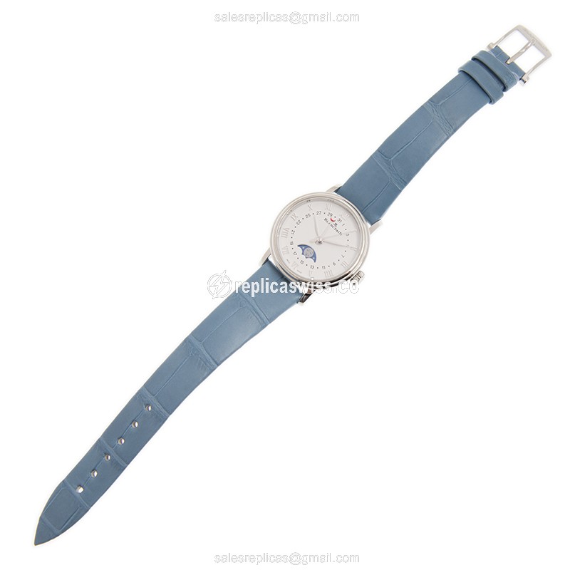 Blancpain Villeret Automatic - Steel Case - White Dial - Blue Leather Strap - Buckle Clasp - View 2