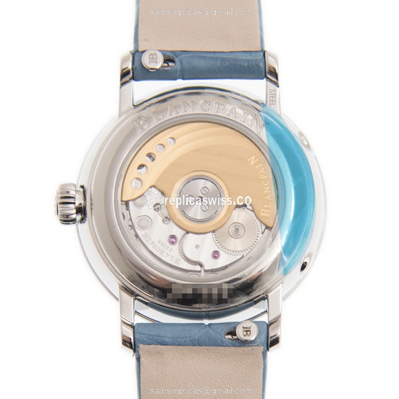 Blancpain Villeret Automatic - Steel Case - White Dial - Blue Leather Strap - Buckle Clasp - View 3