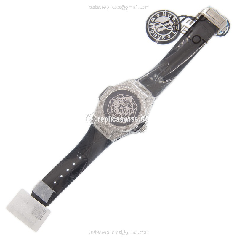 Hublot BIG BANG Replica - Automatic - Steel Case - Black Dial - Cowhide Black Strap - View 2