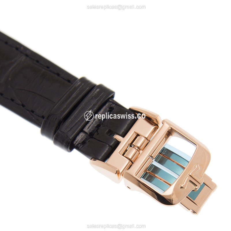 Jaeger-Lecoultre Rendez-Vous Replica - Automatic - 18kt Rose Gold - Diamond - Silver Dial - Leather Black Strap - View 4