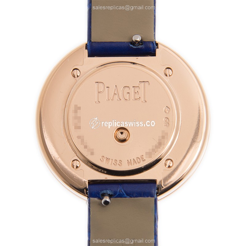 Piaget POSSESSION Quartz 18kt Rose Gold - White Dial - Blue Alligator Buckle - View 3