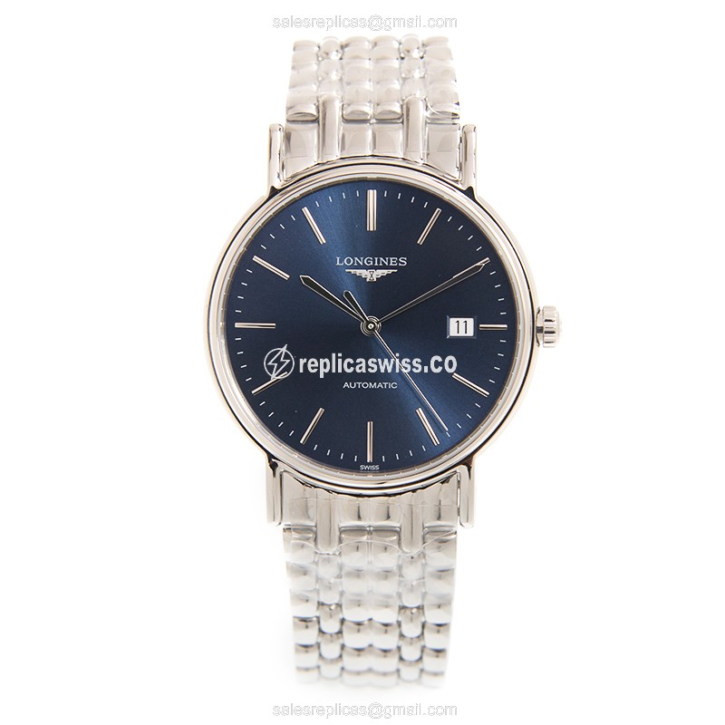 Longines Presence Replica - Automatic - Steel Case - Blue Dial - Silver Steel Strap - View 2