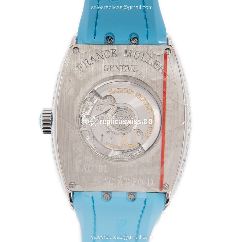 Franck Muller V35 SC AT FO D Auto - White Dial - Blue Alligator Buckle - Stainless Steel Case - View 3