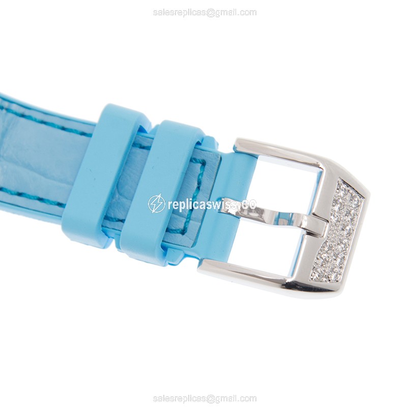 Franck Muller V35 SC AT FO D Auto - White Dial - Blue Alligator Buckle - Stainless Steel Case - View 4