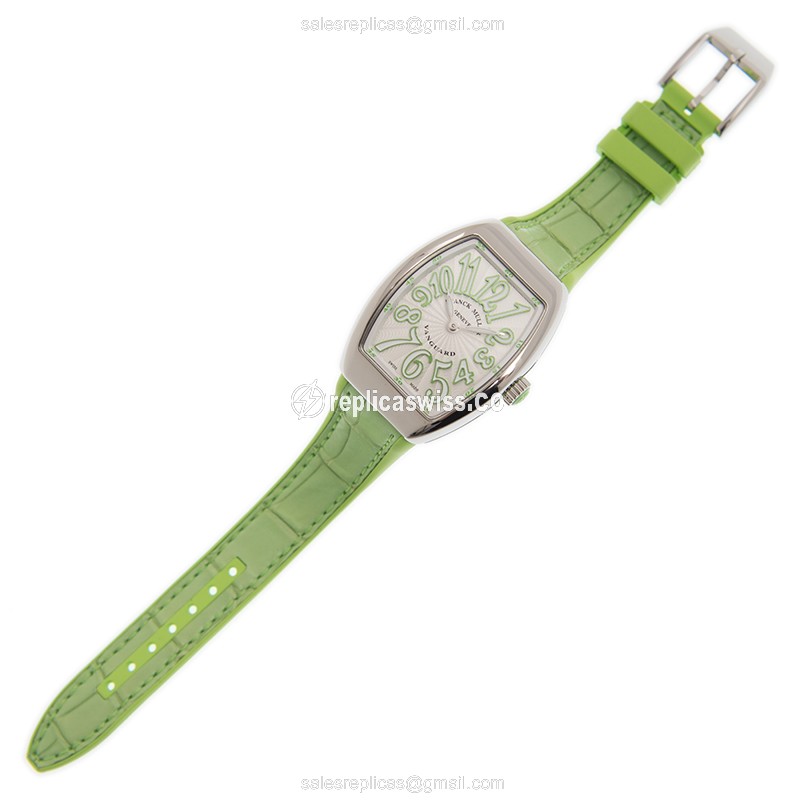 Franck Muller V 29 QZ AC VE Replica - Quartz - Stainless Steel - White Dial - Green Alligator Strap - View 2
