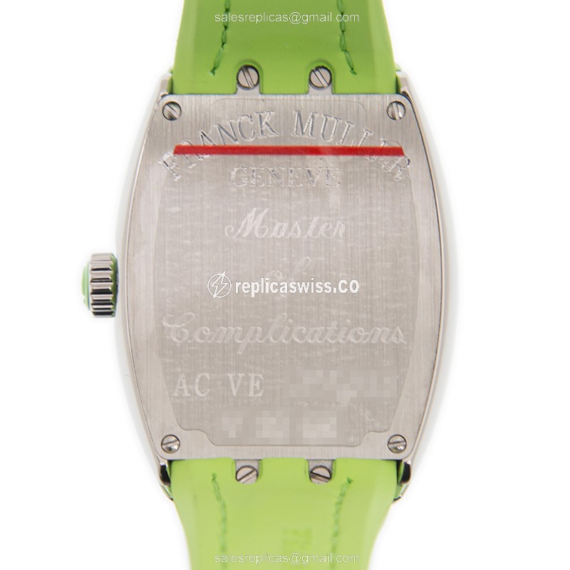 Franck Muller V 29 QZ AC VE Replica - Quartz - Stainless Steel - White Dial - Green Alligator Strap - View 3