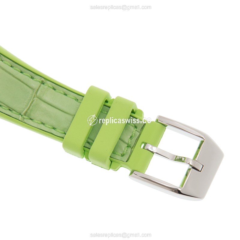 Franck Muller V 29 QZ AC VE Replica - Quartz - Stainless Steel - White Dial - Green Alligator Strap - View 4