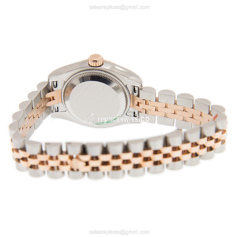 Rolex Datejust Replica - Automatic - 18kt Rose Gold Case - Silver Dial - Gold Clasp & Steel Strap - View 4