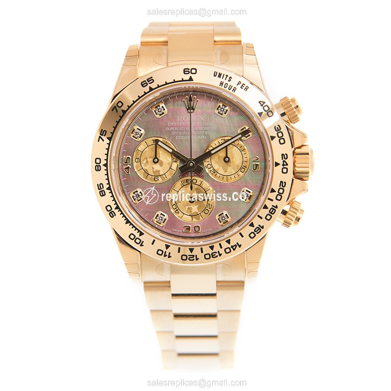 Rolex Daytona Replica - 18kt Gold - Automatic - Black - Gold Strap - View 2