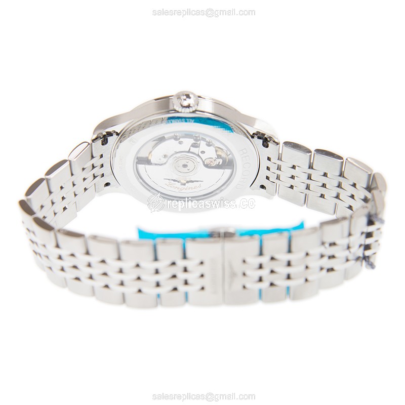 Longines RECORD Replica - Automatic - Stainless Steel - White Dial, Silver Clasp - View 4