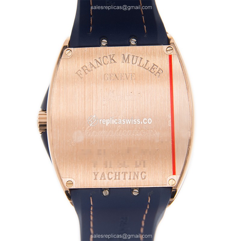 Franck Muller V41 SC DT YACHTING 18kt Rose Gold - Auto - Blue Dial - Rubber Blue Strap - View 3