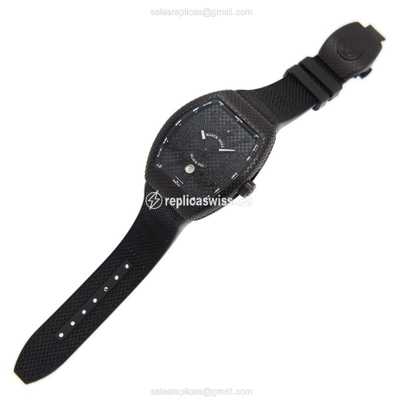 Franck Muller V45SCDTBLACKPXL Automatic - Steel Case, Black Dial, Buckle Clasp, Black Alligator Strap - View 2