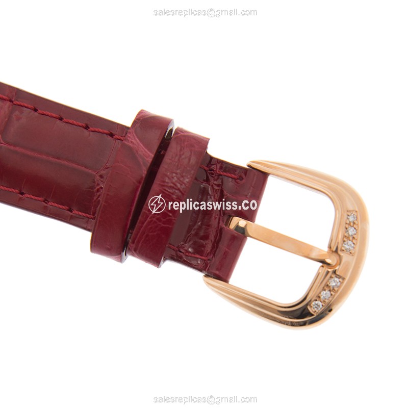 Franck Muller 7500 SC AT FO REL D 5N Art Deco - Automatic - 18kt Rose Gold Case - White Dial on Red Alligator Strap - View 4