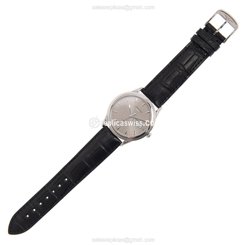 Rolex L4.899.4.72.2 Replica - Automatic - Steel Case - Gray Dial, Leather Strap - View 2