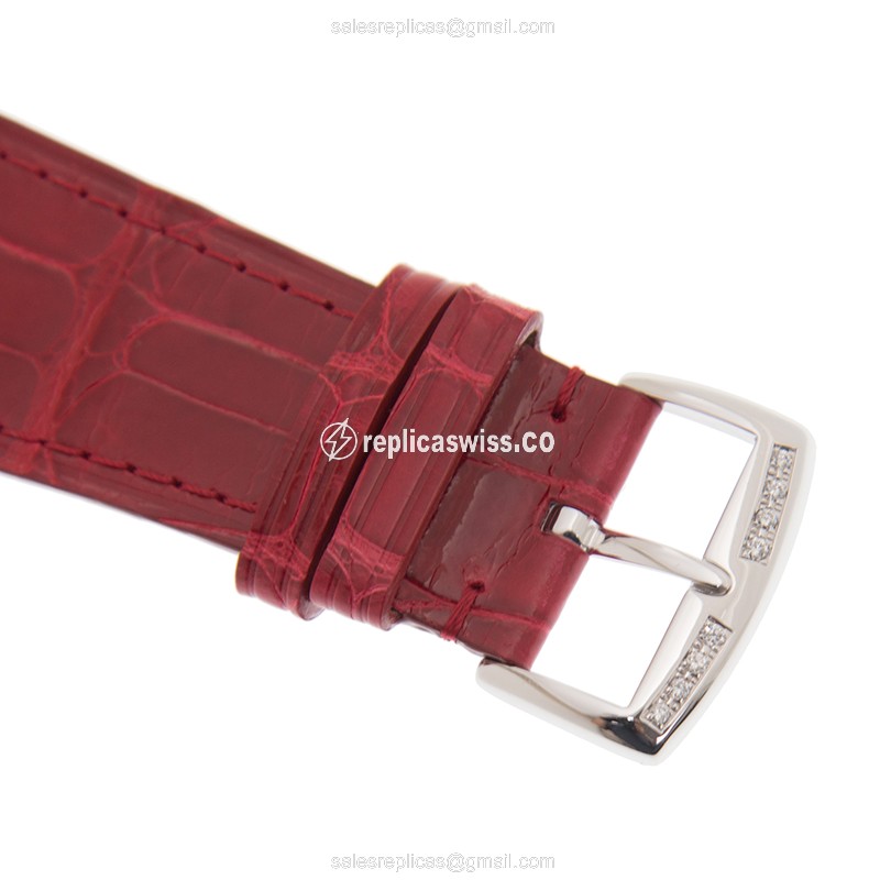 Franck Muller 6000 H SC DT COL DRM R D OG Quartz - 18kt White Gold, Diamond Dial, Red Leather Strap - View 4