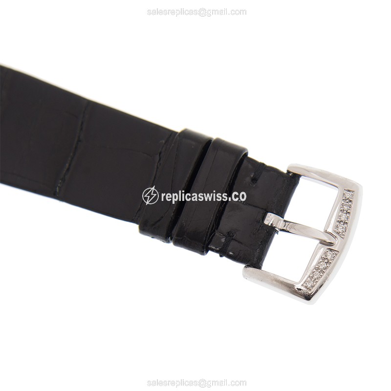 Franck Muller 8038QZCOLDRMRDCDOG - Round Quartz - 18kt White Gold - Diamond - Silver Dial - Leather Strap - Black Buckle - View 4