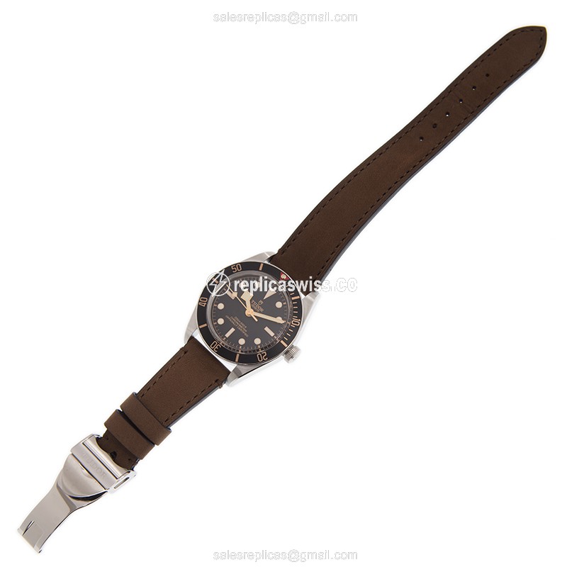 Tudor Black Bay 1958 Replica - Automatic - Steel Case - Black Dial - Brown Leather Strap - View 2