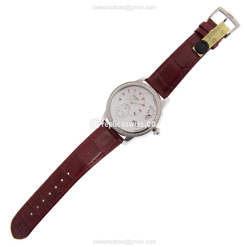 Glashutte PANO Automatic 18kt White Gold - Red Leather Strap - 42mm - View 2