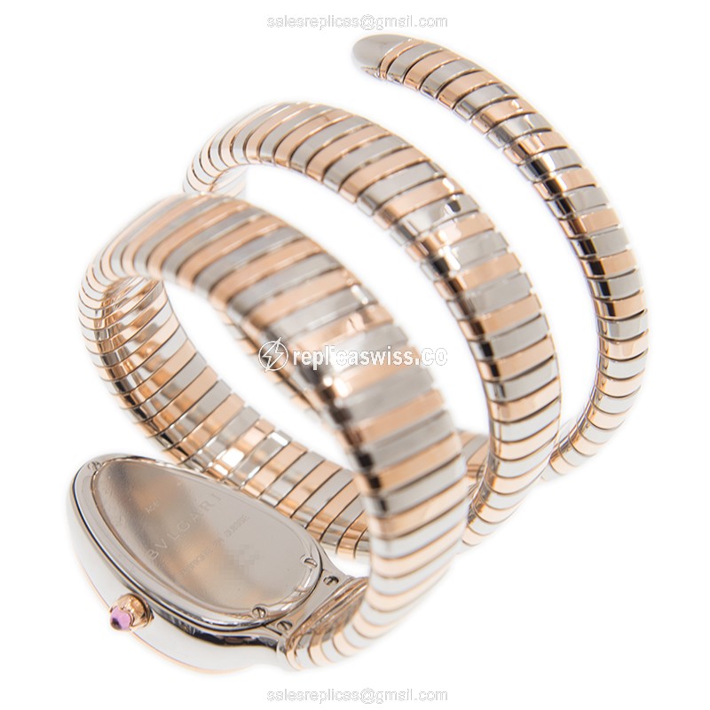 Bulgari Serpenti Replica - Quartz - 18kt Rose Gold - Black - Bangle Clasp - View 4