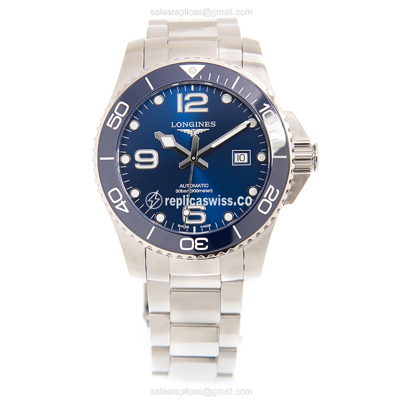Longines CONQUEST Replica - Automatic - Steel Case - Blue Dial - Silver Clasp - View 2