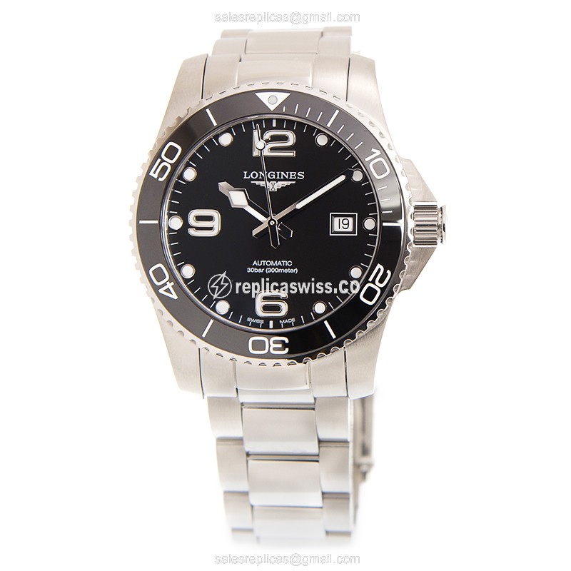 Longines CONQUEST Replica - Automatic - Stainless Steel - Black on Silver - View 2