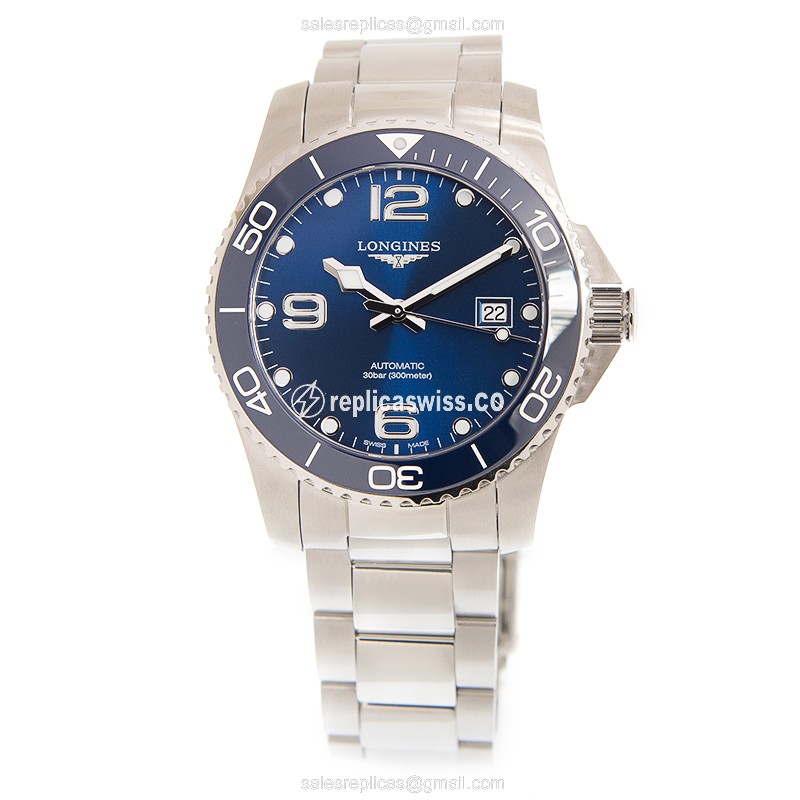 Longines CONQUEST Replica - Automatic - Steel Case - Blue Dial, Silver Clasp - View 2