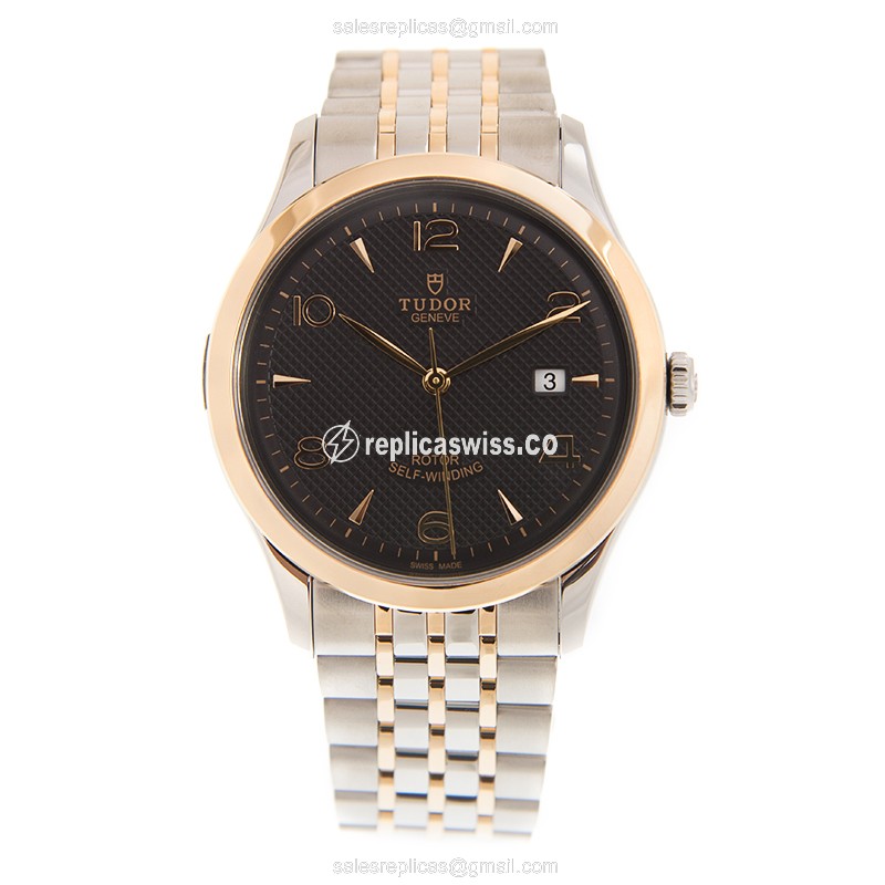 Tudor 1926 Automatic 18kt Rose Gold & Steel - Black Dial - Gold Clasp - View 2