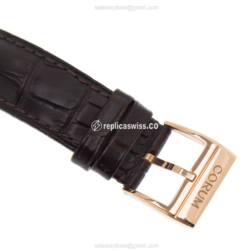 Corum Golden Bridge Replica - Manual - 18kt Rose Gold - Skull Dial - Black Alligator Buckle - View 4