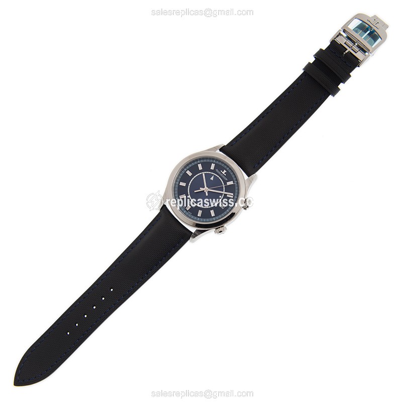 Jaeger-Lecoultre Q141848J Replica - Ultra Thin - Automatic - Blue Steel Case - Leather Blue Strap - View 2