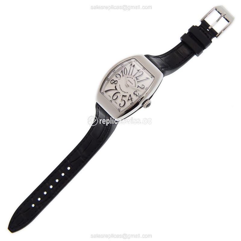 Franck Muller V29 SC AT FO Replica - Automatic - Steel Case - White Dial - Black Alligator Strap - View 2