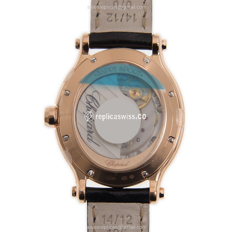 Chopard Happy Sport Replica - Automatic - 18kt Rose Gold - Diamonds - White Dial - View 3