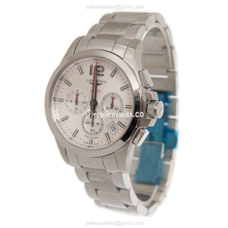 Longines CONQUEST Quartz Replica - White Dial on Steel Strap - View 3