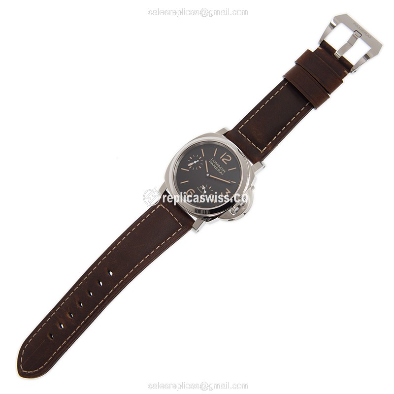 Panerai PAM00795 LUMINOR - Manual - Steel Case - Black Dial - Brown Leather Strap - Buckle Clasp - View 2