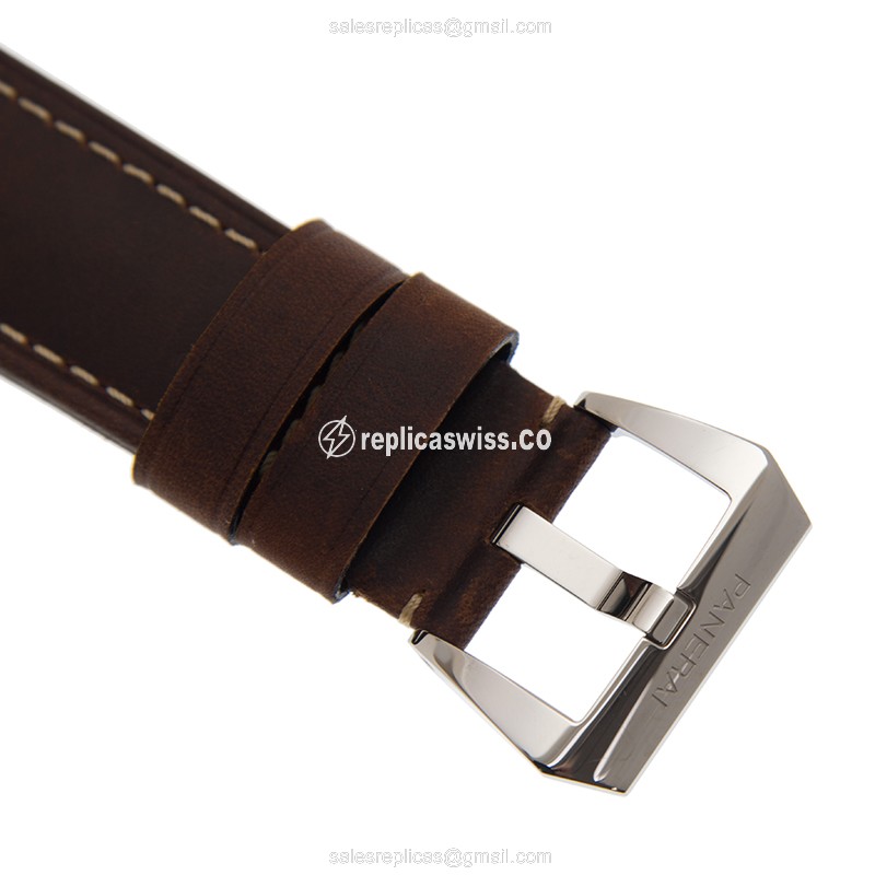 Panerai PAM00795 LUMINOR - Manual - Steel Case - Black Dial - Brown Leather Strap - Buckle Clasp - View 4