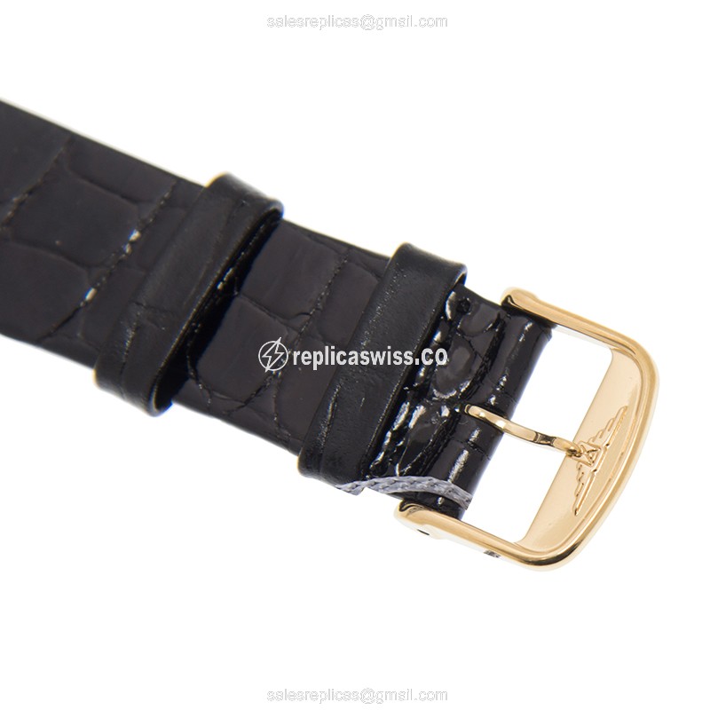 Longines L4.705.2.32.2 Replica - Quartz - 18kt Gold Case - Gold Dial, Leather Strap - View 4