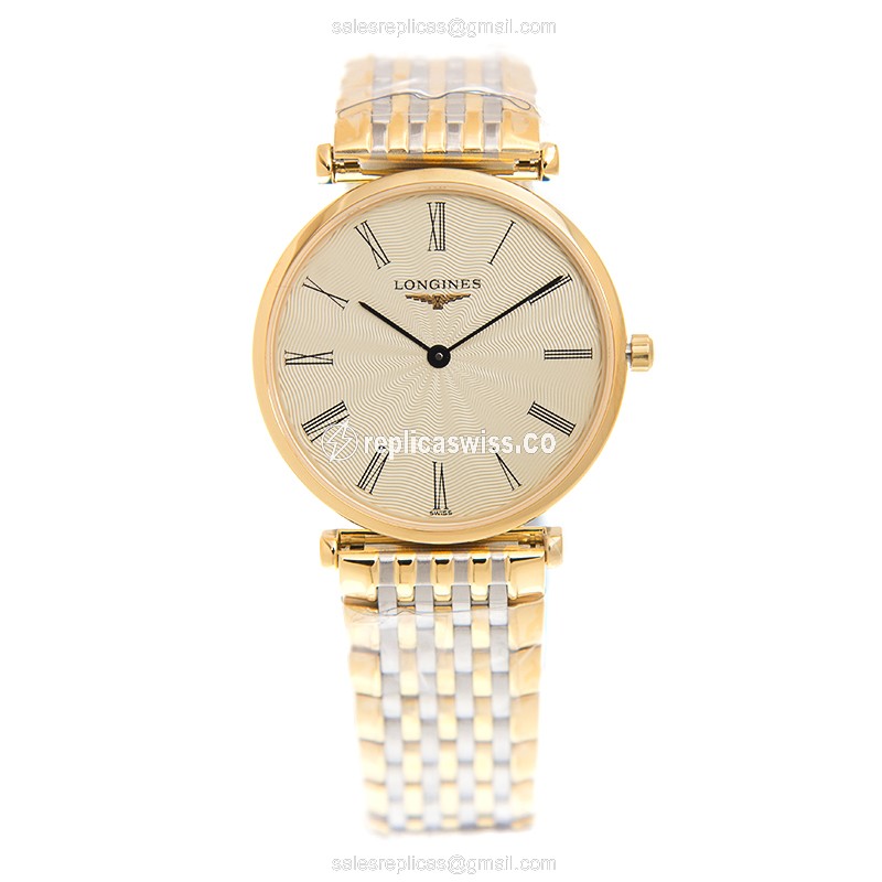 Longines L4.512.2.41.7 Replica - Quartz - Beige Dial - Gold & Steel Case - View 2